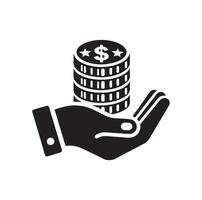 MONEY ON THE HAND SILHOUETTE STYLE. SAVE MONEY ICON, INVESTMENT, FINANCE SIGN. vector