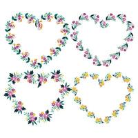 hand drawn hearts border and frame set vector