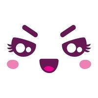 mano dibujado plano diseño kawaii cara colección vector