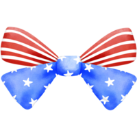 4th of july coquette bow stars and stripes clipart, Red white blue ribbon watercolor illustration. png