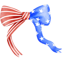 4th of july coquette bow stars and stripes clipart, Red white blue ribbon watercolor illustration. png