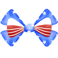 4th of july coquette bow stars and stripes clipart, Red white blue ribbon watercolor illustration. png
