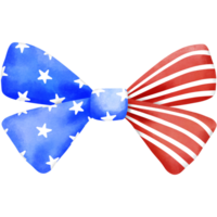 4th of july coquette bow stars and stripes clipart, Red white blue ribbon watercolor illustration. png