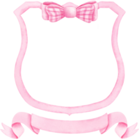 acuarela cresta con rosado couette arco clipart, Boda victoriano marco y cinta ilustración. png