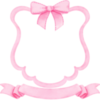 rosa couette arco cresta acquerello clipart, nozze vittoriano arte telaio e nastri illustrazione. png