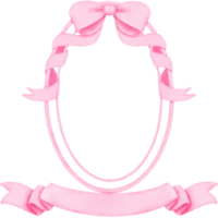 carino rosa couette arco cresta acquerello illustrazione, nozze vittoriano telaio e nastro illustrazione. png