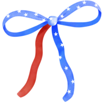 4th of july coquette bow stars and stripes clipart, Red white blue ribbon watercolor illustration. png