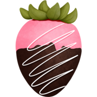 Chocolat couvert fraise aquarelle clipart, éclabousser avec blanc crème. png