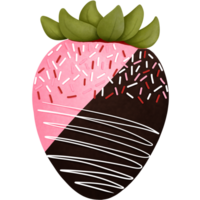 Watercolor chocolate covered strawberry with sprinkles clipart, Summer fruit illustration. png