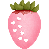 Chocolate covered strawberry with white heart watercolor clipart. png