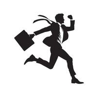 BUSINESS MAN JUMPING POSE SILHOUETTE STYLE. Business people run vector