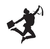 BUSINESS MAN JUMPING POSE SILHOUETTE STYLE. Business people run vector