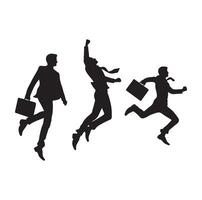 BUSINESS MAN JUMPING POSE SILHOUETTE STYLE. Business people run vector