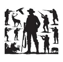 Hunting Man Silhouette illustration vector