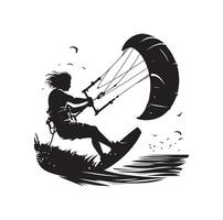 kitesurfing silhouette illustration icon vector