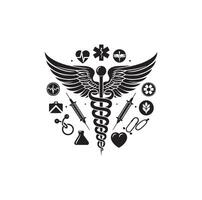 CADUCEUS SYMBOL, MEDICAL AND HEALTH RELATED ICON vector