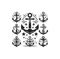 Anchor icon silhouette style vector