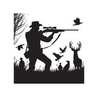 Hunting Man Silhouette illustration vector