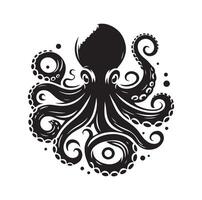 pulpo silueta ilustración logo vector