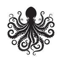 Octopus silhouette illustration logo vector