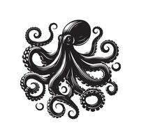 Octopus silhouette illustration logo vector