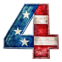 A number 4 is filled with the design of the United States flag against a solid-colored background. png