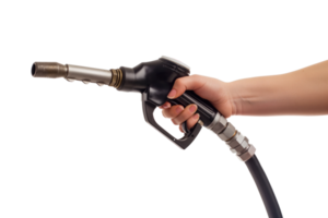 Close Up of hand holding gas nozzle png