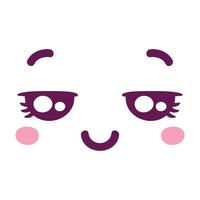 6 hand drawn flat design kawaii face vector