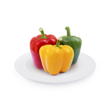 Sweet pepper on plate, transparent background png