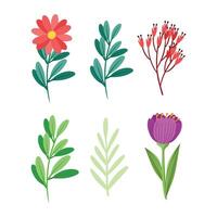 Hand drawn spring flower collection on white background vector