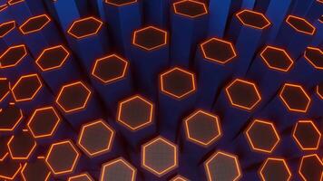 Blue and Gray and Orange Hexagonal Circular Motion Background VJ Loop video