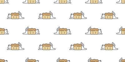 cat seamless pattern kitten bread bakery calico cartoon isolated repeat wallpaper tile background character doodle illustration design vector