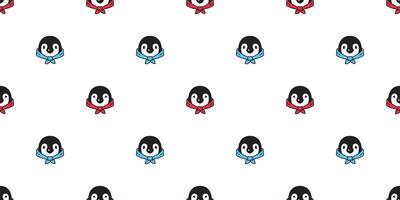 penguin Seamless pattern bird head face scarf cartoon doodle isolated repeat wallpaper tile background illustration design vector