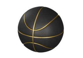 zwart basketbal bal met gouden lijnen, transparant achtergrond png
