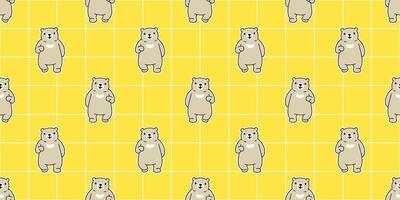 bear seamless pattern teddy cartoon checked scarf isolated repeat wallpaper tile background illustration doodle design vector