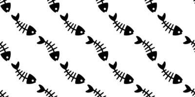 fish bone Seamless pattern shark salmon dolphin tuna doodle icon cartoon ocean sea repeat wallpaper scarf isolated tile background animal illustration design vector