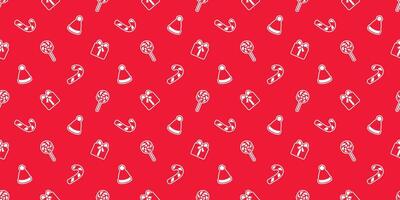 christmas seamless pattern gift candy cane santa claus cartoon repeat wallpaper tile background scarf isolated illustration doodle design vector