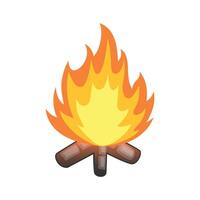 wooden campfire flame isolated vector