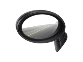 un posterior ver espejo con un imagen de el la carretera en él, transparente antecedentes png