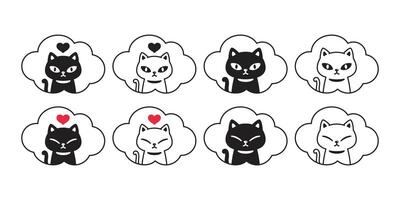 gato gatito corazón icono nube calicó mascota dibujos animados personaje símbolo bufanda ilustración garabatear diseño vector
