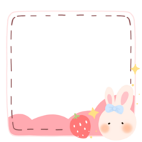 a cute bunny with strawberry on a transparent background png