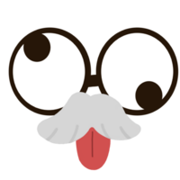 cartoon glasses with a mustache and tongue png