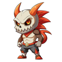 Chibi monster dragon, ninja, skull with mask for your T-shirt design png