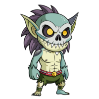 Chibi monster dragon, ninja, skull with mask for your T-shirt design png