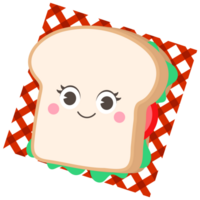 carino mano disegnato kawaii estate picnic impostato Sandwich png