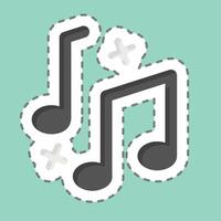 Sticker line cut Musical Notes. related to Parade symbol. simple design illustration vector