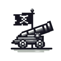 pixelated kanon i svartvit Färg png