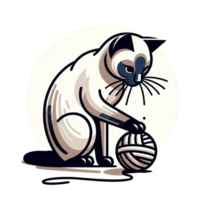 Siamese cat playing with yarn ball concept png