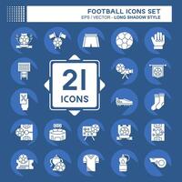 Icon Set Football. related to Sports symbol. long shadow style. simple design illustration vector