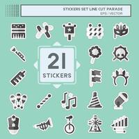 Sticker line cut Set Parade. related to Festival symbol. simple design illustration vector